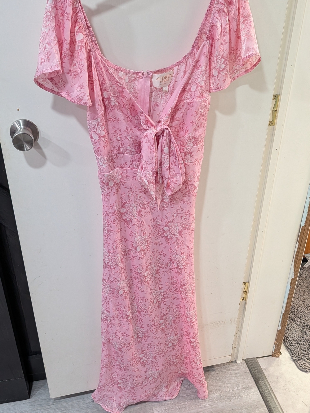 Audrey Pink Floral Maxi Dress with Front Tie